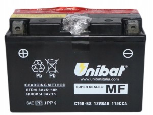 Akumulator UNIBAT CT9B-BS 12V 8AH L+