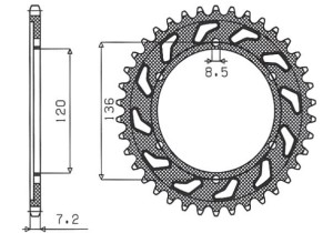 Zębatka tylna SUNSTAR SUNR1-2502-57