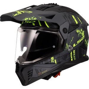 KASK LS2 MX702 PIONEER II CRAZY MATT BLACK H-V YELLOW 