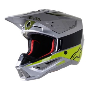KASK ALPINESTARS S-M5 BOND SILVER/FLUO YELOW/MILITARY GREEN GLOSSY 