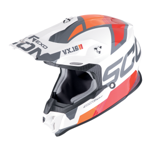 SCORPION KASK VX-16 EVO AIR  ANALOG WHITE ORANGE