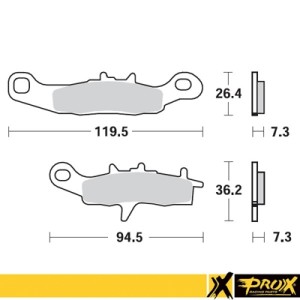PROX KLOCKI HAMULCOWE KH258 / KH349 KAWASAKI KX 80/85/100 '97-20, SUZUKI RM 85 '05-20 PRZÓD, KAWASAKI KFX 450R 08-14, KVF 650 BRUTE FORCE '05-13 PRZÓD PRAWY
