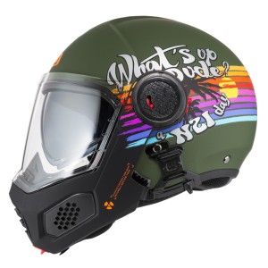 Kask Motocyklowy NZI Minimod Duo Rainbow Greenblack Silver Matt