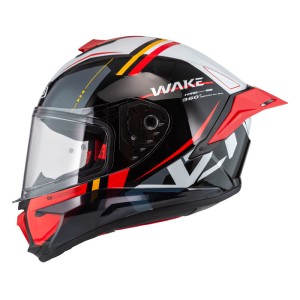 Kask Motocyklowy NZI Wake Stream Booster Stripes Black White Red